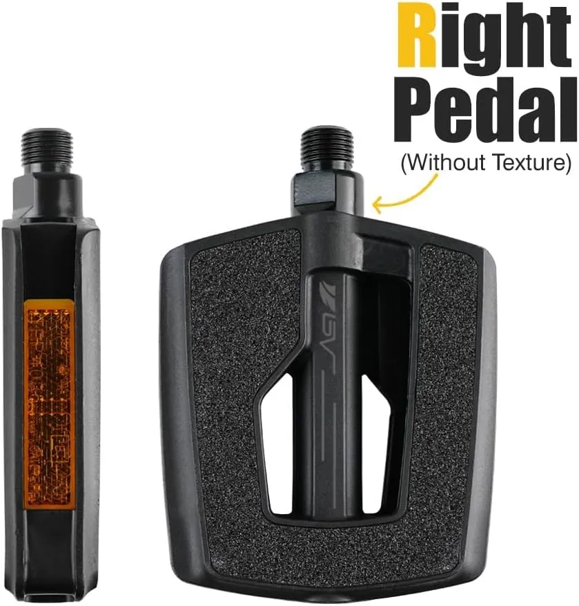 BV Bike Pedals with Replaceable Pins | Flat, Lightweight & Durable Bicycle Pedals With Great Grip | Made of Alloy Steel & Plastic - Ideal for BMX, Dirt Jumper, Hybrid Bikes & as MTB Pedals | Adult Fit