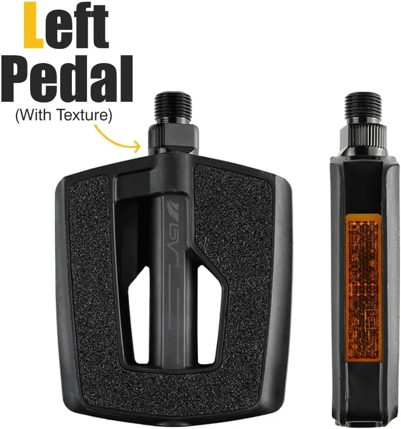 BV Bike Pedals with Replaceable Pins | Flat, Lightweight & Durable Bicycle Pedals With Great Grip | Made of Alloy Steel & Plastic - Ideal for BMX, Dirt Jumper, Hybrid Bikes & as MTB Pedals | Adult Fit