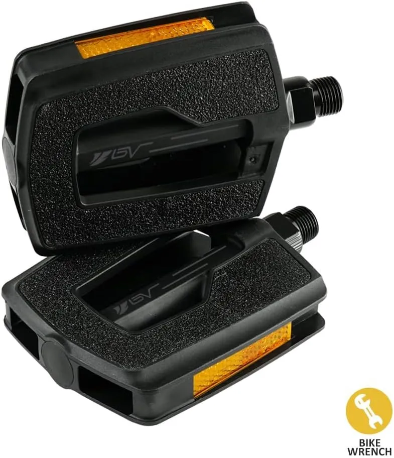 BV Bike Pedals with Replaceable Pins | Flat, Lightweight & Durable Bicycle Pedals With Great Grip | Made of Alloy Steel & Plastic - Ideal for BMX, Dirt Jumper, Hybrid Bikes & as MTB Pedals | Adult Fit