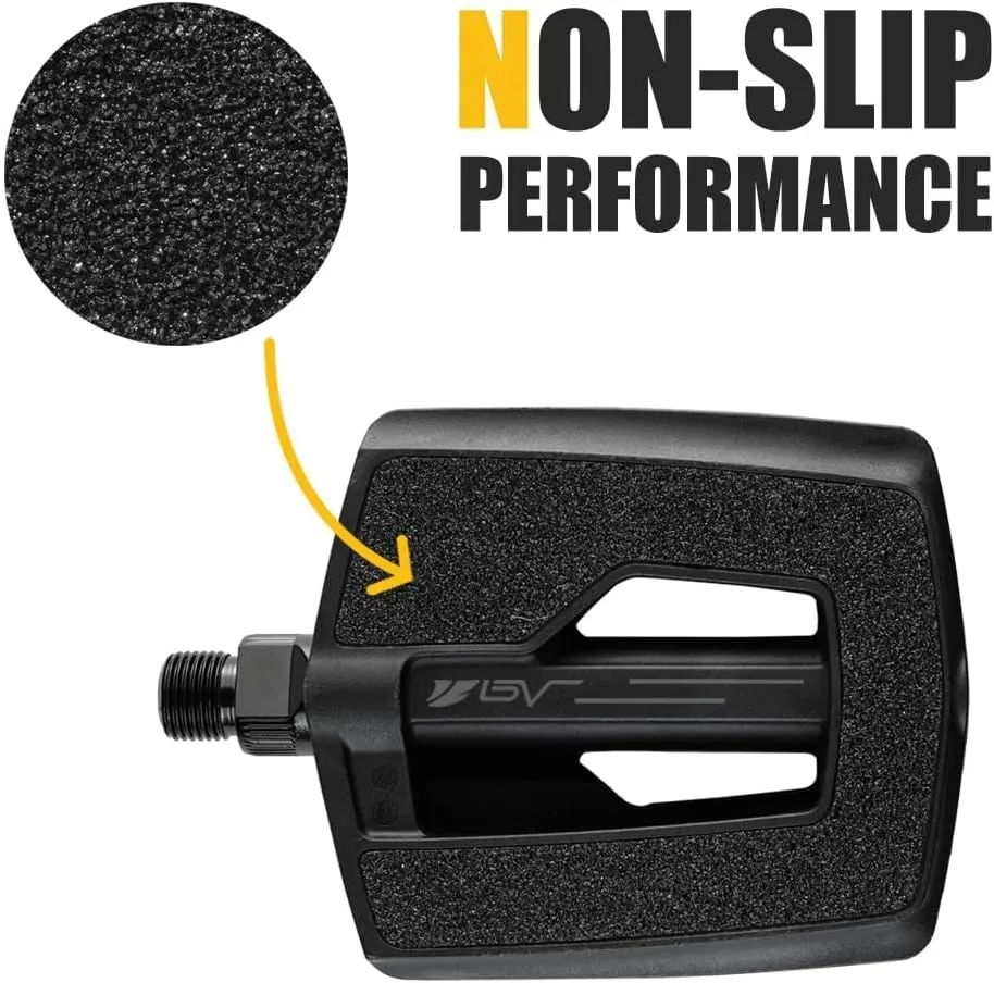 BV Bike Pedals with Replaceable Pins | Flat, Lightweight & Durable Bicycle Pedals With Great Grip | Made of Alloy Steel & Plastic - Ideal for BMX, Dirt Jumper, Hybrid Bikes & as MTB Pedals | Adult Fit
