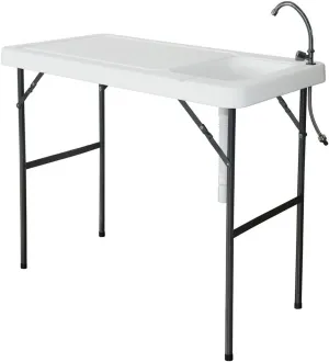 Byya BXTY115-A Portable Outdoor Folding Fish and Game Cleaning Table w/Sink Faucet and Drain Hose