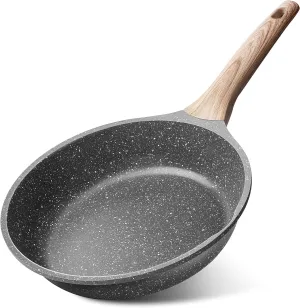 Caannasweis Nonstick Granite Frying Pan Skillet, Non Stick Omelette Fry Pans, Omelet Egg Pan, Stone Cookware Chef's Pan, Induction Compatible, PFOA Free (Gray, 11 Inch)