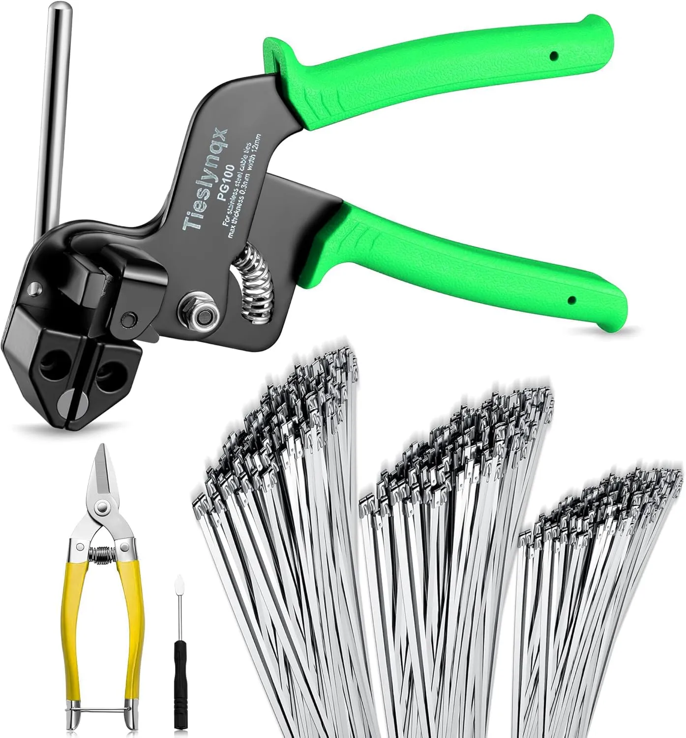 Cable Tie Gun Kit, Specialized Tool For Tightening And Cutting Stainless Steel Cable Ties, Comes With 150 Pieces Of Uv-Resistant Heavy-Duty Metal zip Ties And Industrial Scissors