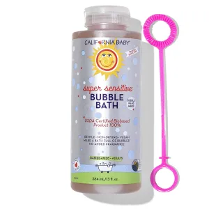 California Baby Super Sensitive Bubble Bath | No Added Fragrance | 100% Plant-Based Ingredients (USDA Certified) | Allergy Friendly | Babies, Adults & Kid Bubble Bath | Ideal for Sensitive Skin | Free Bubble Wand Included |13 Fl oz