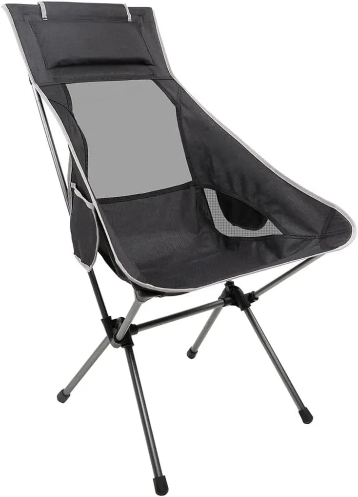 Camping Chair Outdoor Chair Foldable Chair Outdoor High Back Camping Chair Portable Folding Seat With Mesh Backrest Camping Fishing Stool With Quilted Pillow Folding Camping Chair ( Color : Black )