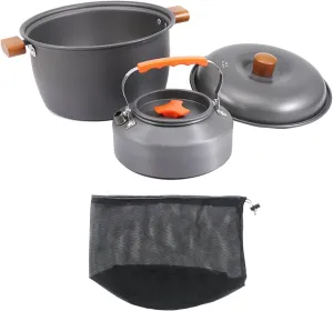 Camping Cooking Set Camping Cookware Mess Kit Included Carry Bag Pots Kettle Set for Hiking Travel Home Backpacking Barbecue