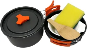 Camping Cookware Mess Kit Soup Pot Outdoor Cookware Bowls Spoon for Hiking Traveling Trekking Outdoor Cooking Backpacking