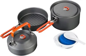 Camping Cookware Set Hiking Heat-Exchanger Aluminium Pot Tableware Dishes Lightweight Foldable Pots Pans for Backpacking Picnic Outdoor
