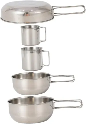 Camping Dinnerware Set Stainless Steel Cup and Pot Compact for Hiking Picnic Outdoor Cooking