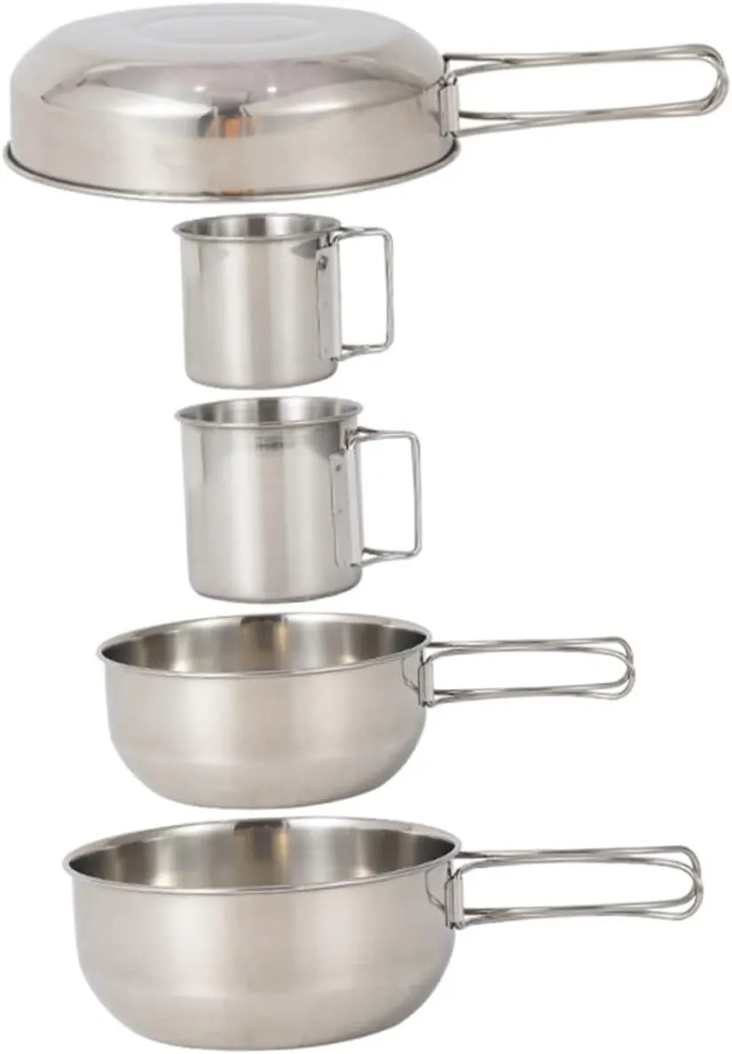 Camping Dinnerware Set Stainless Steel Cup and Pot Compact for Hiking Picnic Outdoor Cooking