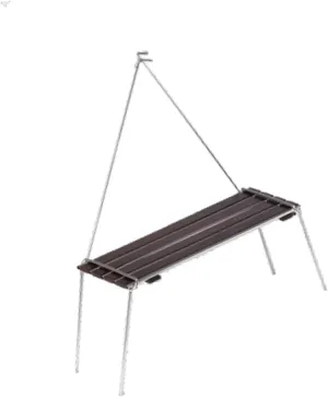 Camping Folding Table Portable Table Camping Furniture with Light Pole Wood Table for Outdoor Garden Travel Cooking Picnic