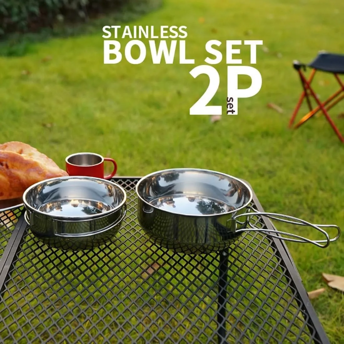 Camping Kitchen Utensil Outdoor Camping Folding Bowl 304 Stainless Steel Multifunctional Picnic Cooker for Outdoor Cooking