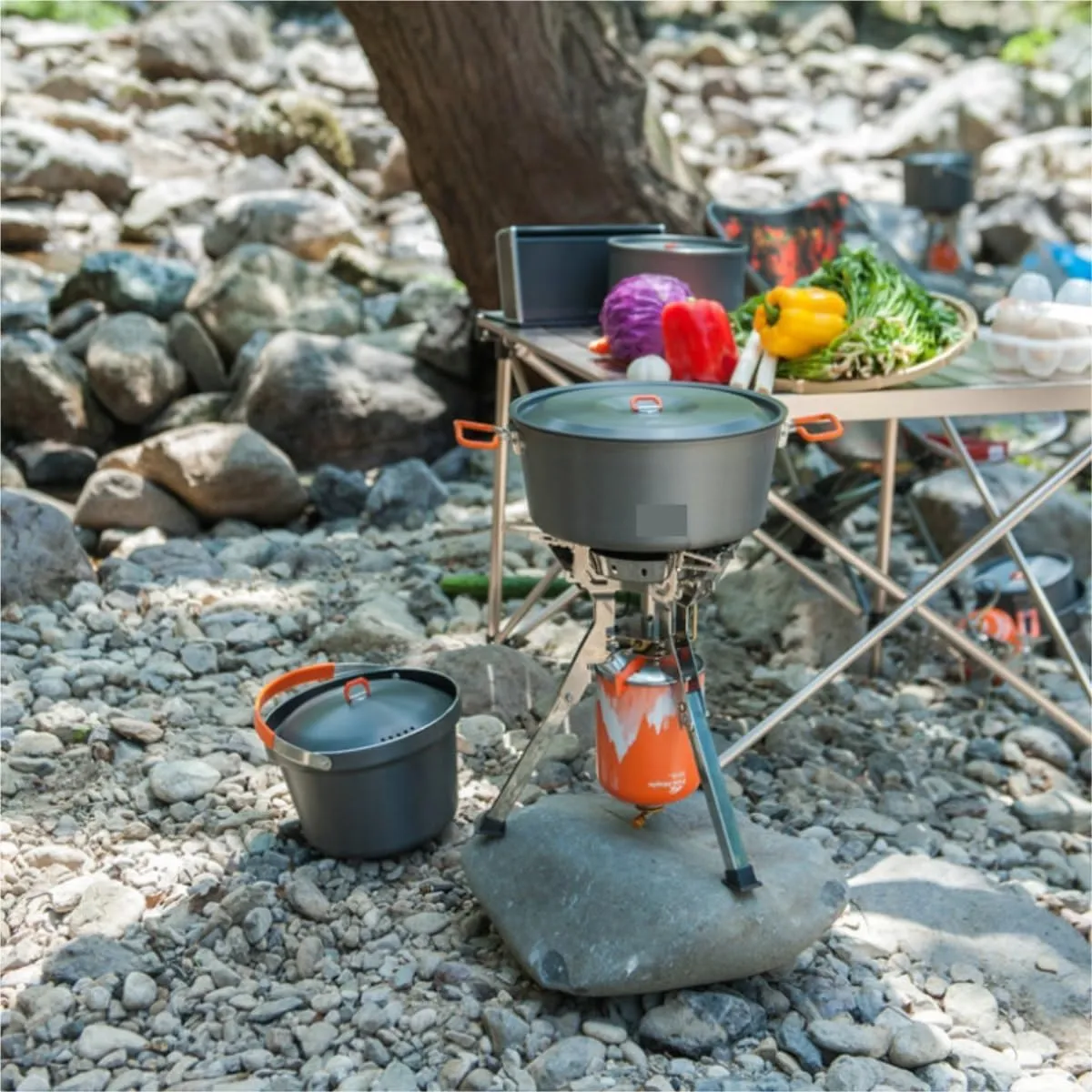 Camping Kitchen Utensil Outdoor Cooking Pot Multi-Person Camping Camping Picnic Picnic Hot Pot Shabu-shabu Cooker Pot for Outdoor Cooking