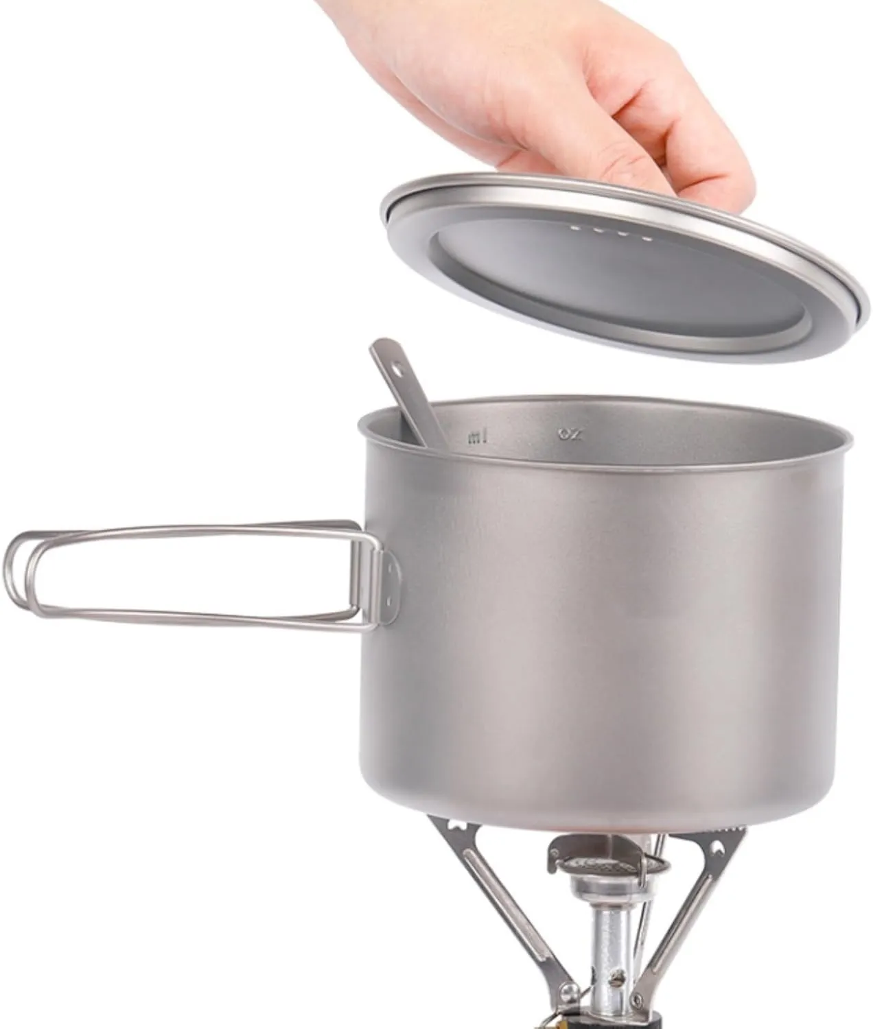 Camping Kitchen Utensil Outdoor Soup Pot Folding Handle Camping Portable Cooker Titanium Pot Hot Pot Pot for Outdoor Cooking