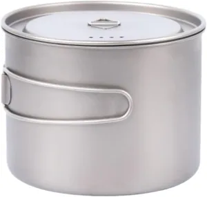 Camping Kitchen Utensil Outdoor Soup Pot Folding Handle Camping Portable Cooker Titanium Pot Hot Pot Pot for Outdoor Cooking