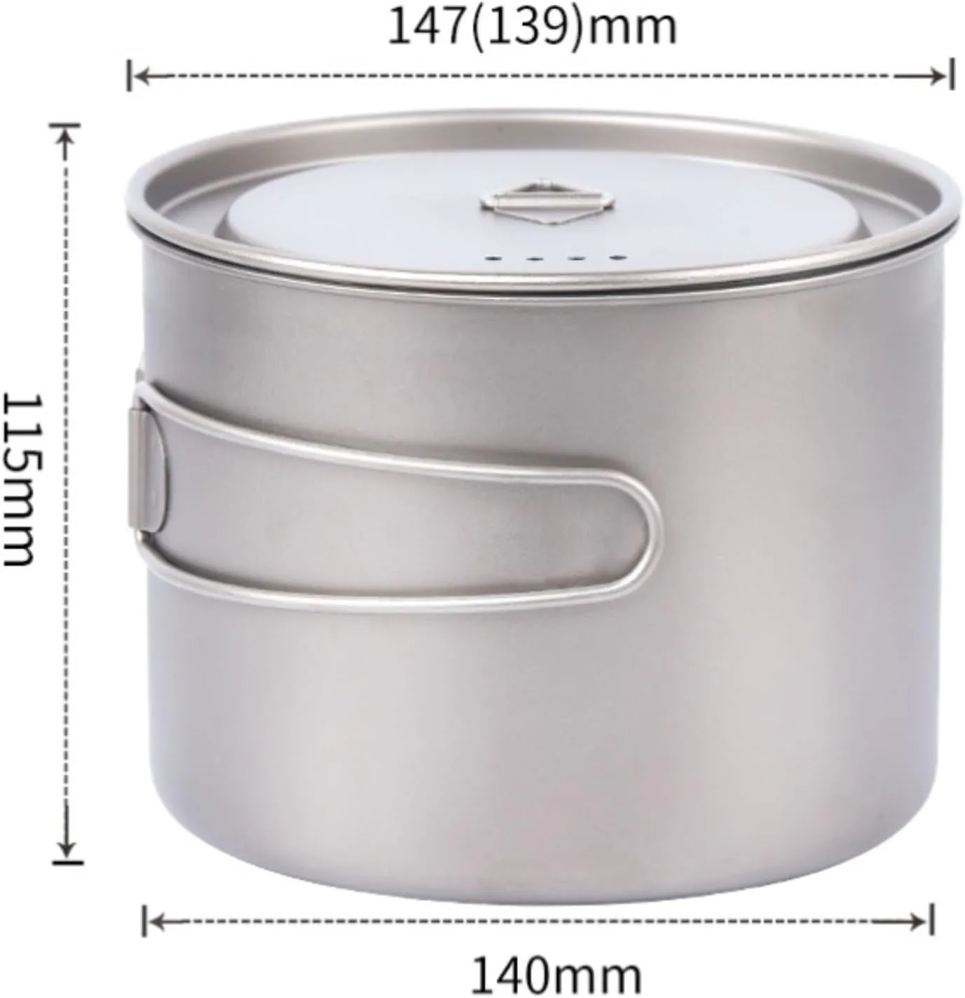 Camping Kitchen Utensil Outdoor Soup Pot Folding Handle Camping Portable Cooker Titanium Pot Hot Pot Pot for Outdoor Cooking