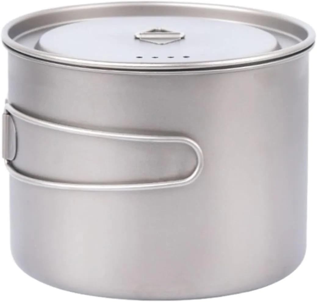 Camping Kitchen Utensil Outdoor Soup Pot Folding Handle Camping Portable Cooker Titanium Pot Hot Pot Pot for Outdoor Cooking