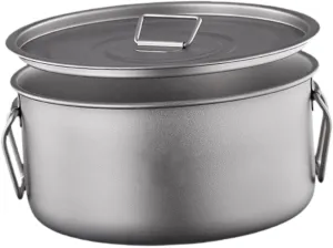Camping Pot with Lid Titanium Mug 2200ml Plate Dish Portable Cooking Equipment Camp Cooking Pot for Fishing Backpack Trekking