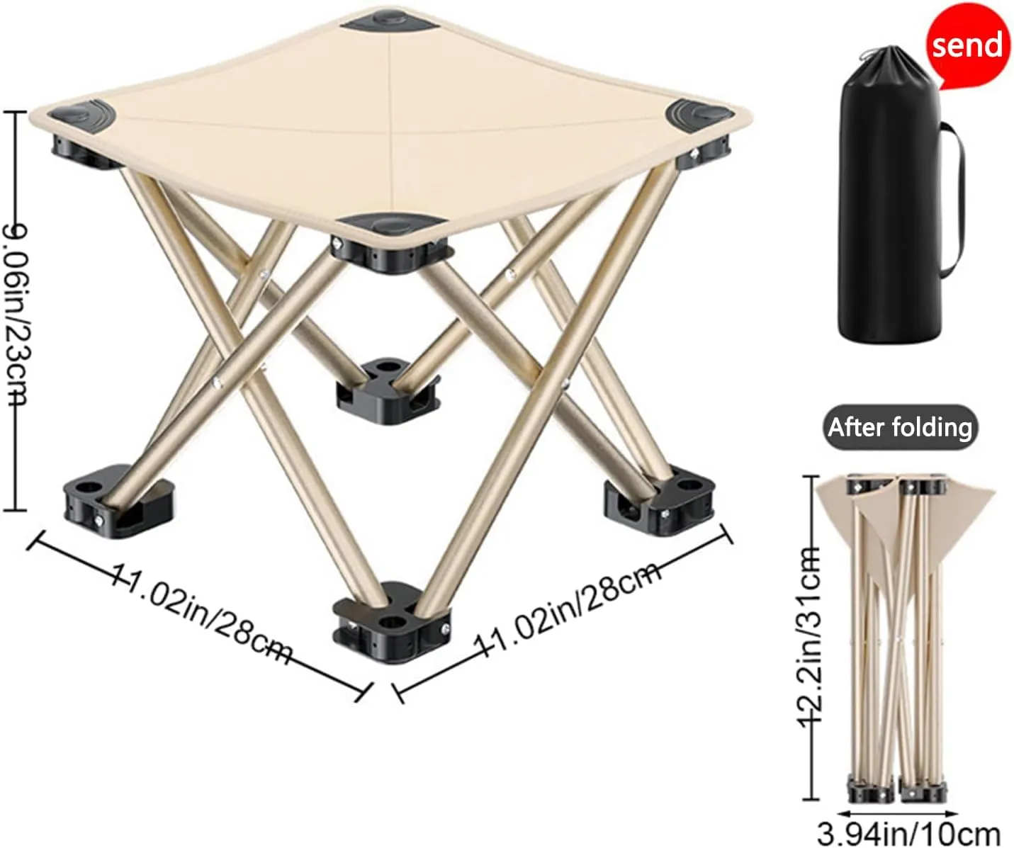 Camping Stool Portable Outdoor Folding S-Tool Pony Lightable Camping Chair Foldable Folding St-ool for Travel Picnic Camping Fishing Chair Bench STO-ol