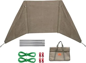 CAMPINGMOON Windshield Camp Curtain Canvas Bonfire Reflector with Stainless Steel Pole Storage Case Khaki Color B-660