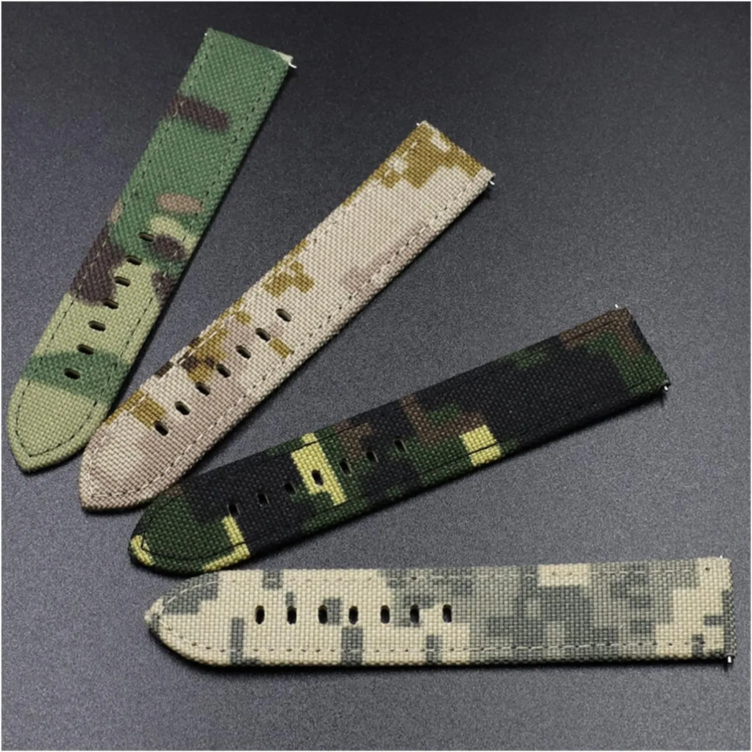 Canvas Leather Watchband Camouflage Military Watch Strap Watches Bracelet Pulseira For Men Watch Accessories