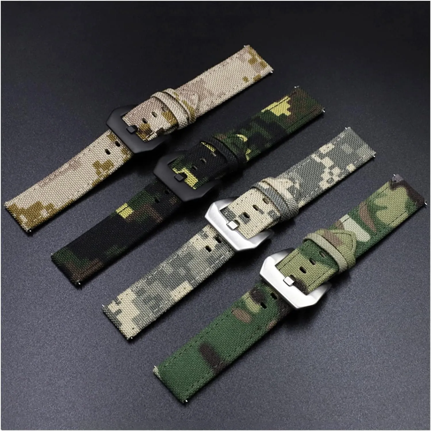 Canvas Leather Watchband Camouflage Military Watch Strap Watches Bracelet Pulseira For Men Watch Accessories