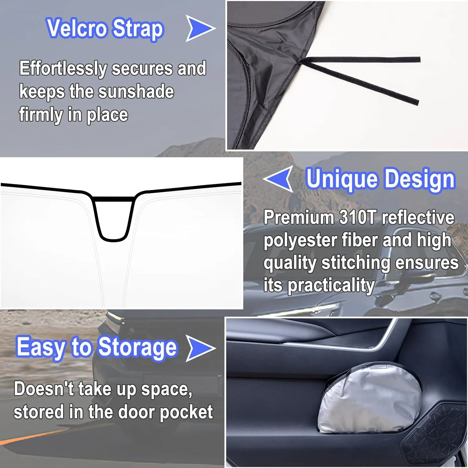 Car Windshield Sun Shade for Honda CRV 2023 2024 2025 Professional 310T Reflective Polyester UV & Heat Insulation Protection, Foldable Front Window Sunshade with Storage Pouch, Keep Car Interior Cool