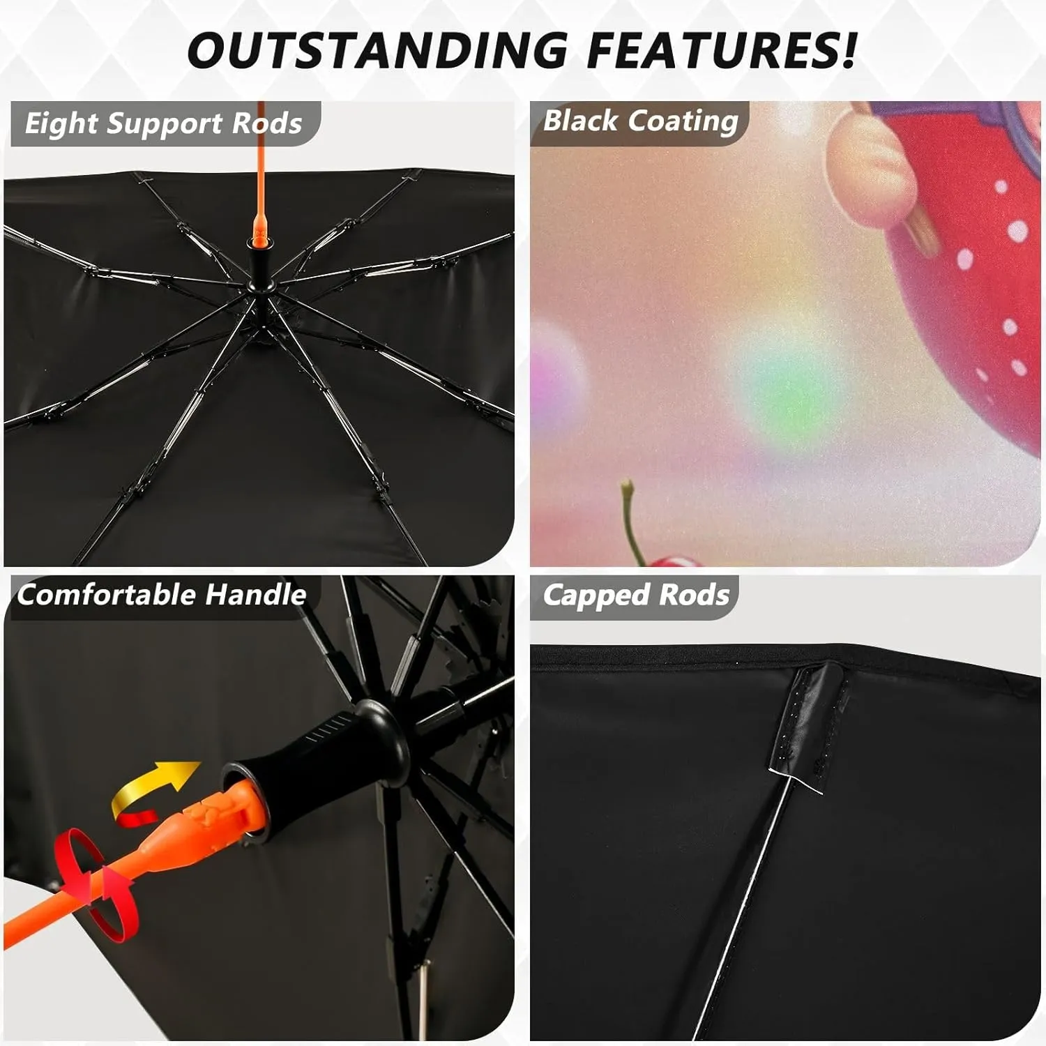 Car Windshield Sunshade Umbrella, Cherry Buddies Parade Windshield Cover Sun Shade, for Truck SUV Front Window Sunshade, Blocks Heat & UV Rays, Cool Down The Vehicle 58"x 29.7"