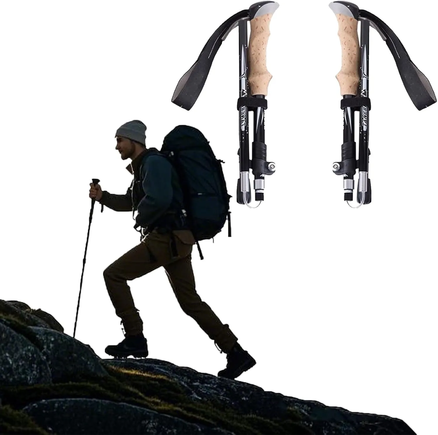 Carbon Fiber Ultralight Folding Hiking Poles for Outdoor Use, Telescopic, Equipped with External Lock, Perfect for Hiking, Mountaineering and Trail Running