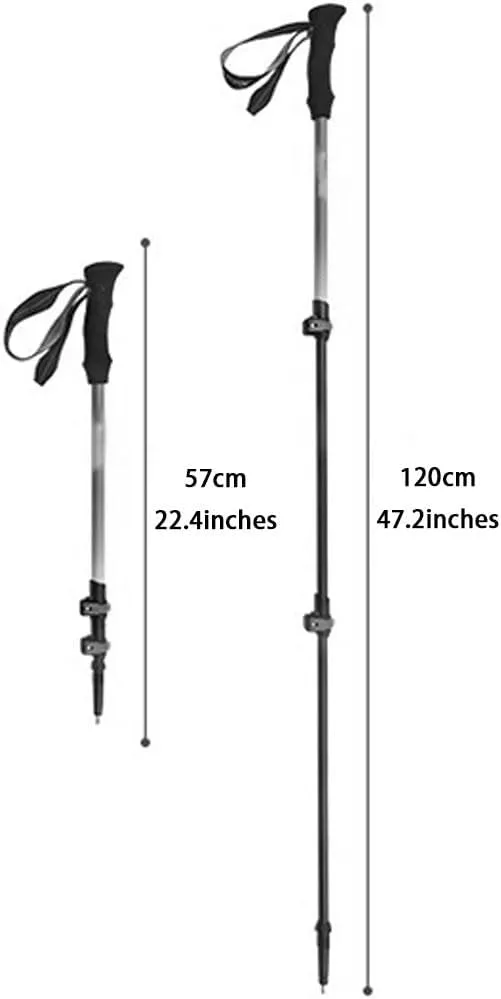 Carbon Fiber Ultralight Trekking Poles, Anti-Shock Mountaining Trail Poles, Tri-fold Design, Balance Support for Seniors, Women, and Men