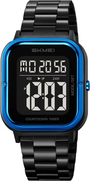 CARLIEN Colorful Steel Band Men's Multifunctional Watch Men's Business Watch Digital Electronic Watch Luminous led Countdown Watch