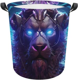 Carnivore Laundry Basket, Wild Animals Collapsible Laundry Hamper, Waterproof Oxford Cloth Laundry Bag with Handles, Lion Clothes Toy Organizer Basket for Room, style-4