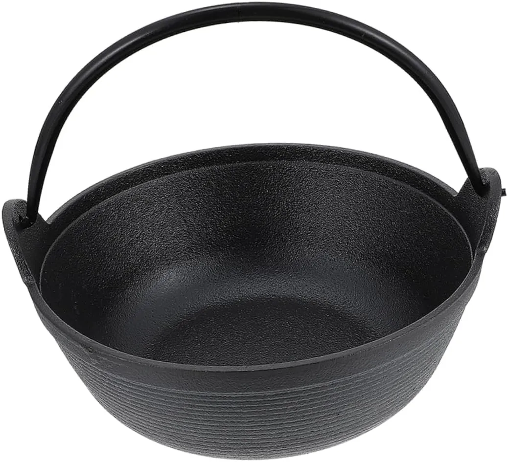 Cast Iron Cauldron Cooking Pot Cast Iron Kettle for Campfire Practical Stockpot Versatile for Stewing Cooking
