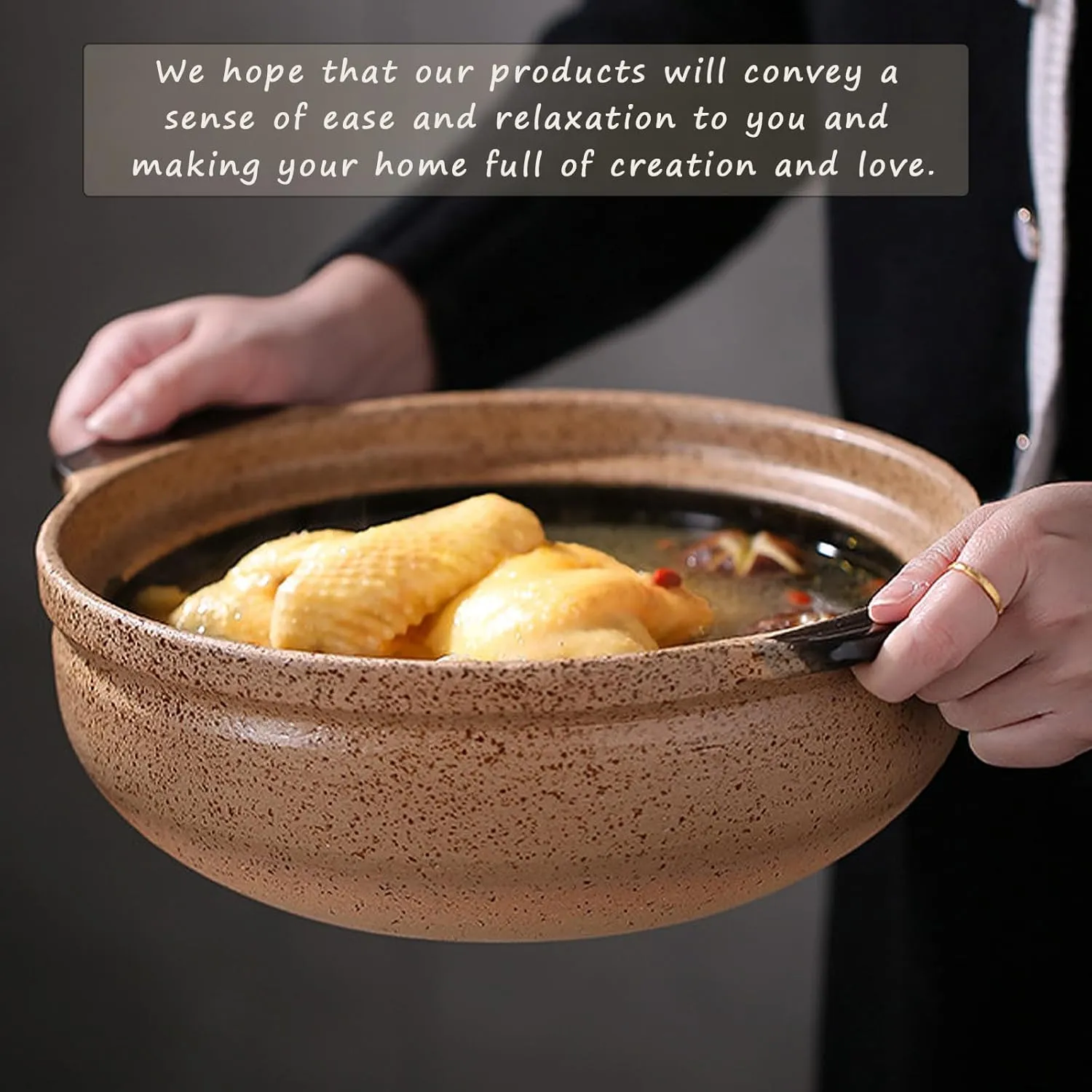 Ceramic Casserole Dish, Clay Pot, Earthen Pot Cookware with Lid for Dinner and Party, Stockpot for Rice Hot Pot, Stew, Soup, Steam, Bakeand Serve Oven Safe-Heat Resistant (deep-3.38QT(3.2L))