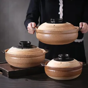 Ceramic Casserole Dish, Clay Pot, Earthen Pot Cookware with Lid for Dinner and Party, Stockpot for Rice Hot Pot, Stew, Soup, Steam, Bakeand Serve Oven Safe-Heat Resistant (deep-3.38QT(3.2L))