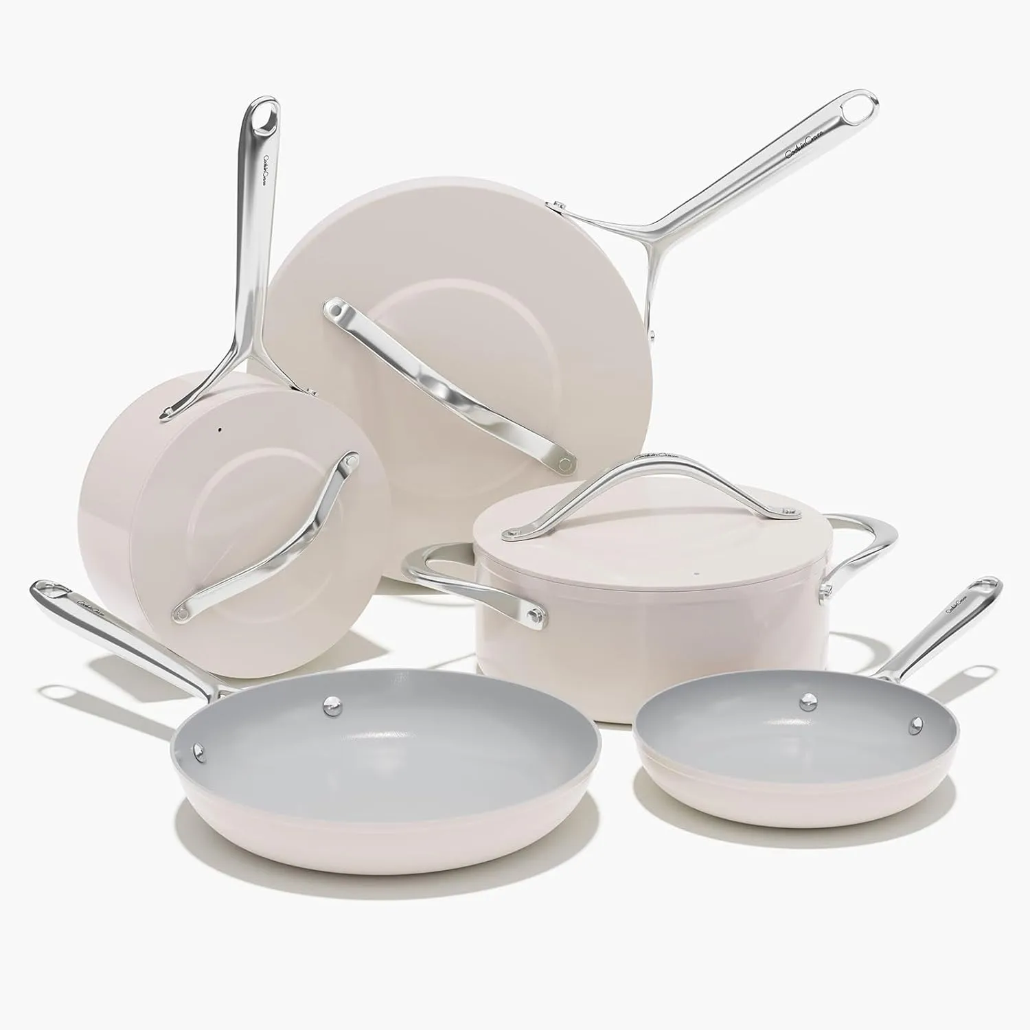 Ceramic Nonstick Pots and Pans Set Ceramic Cookware Set 8-Piece - Non-Toxic & PTFE/PFOA/PFAS Free, Induction Compatible, Oven & Dishwasher Safe to 500°F, Cream