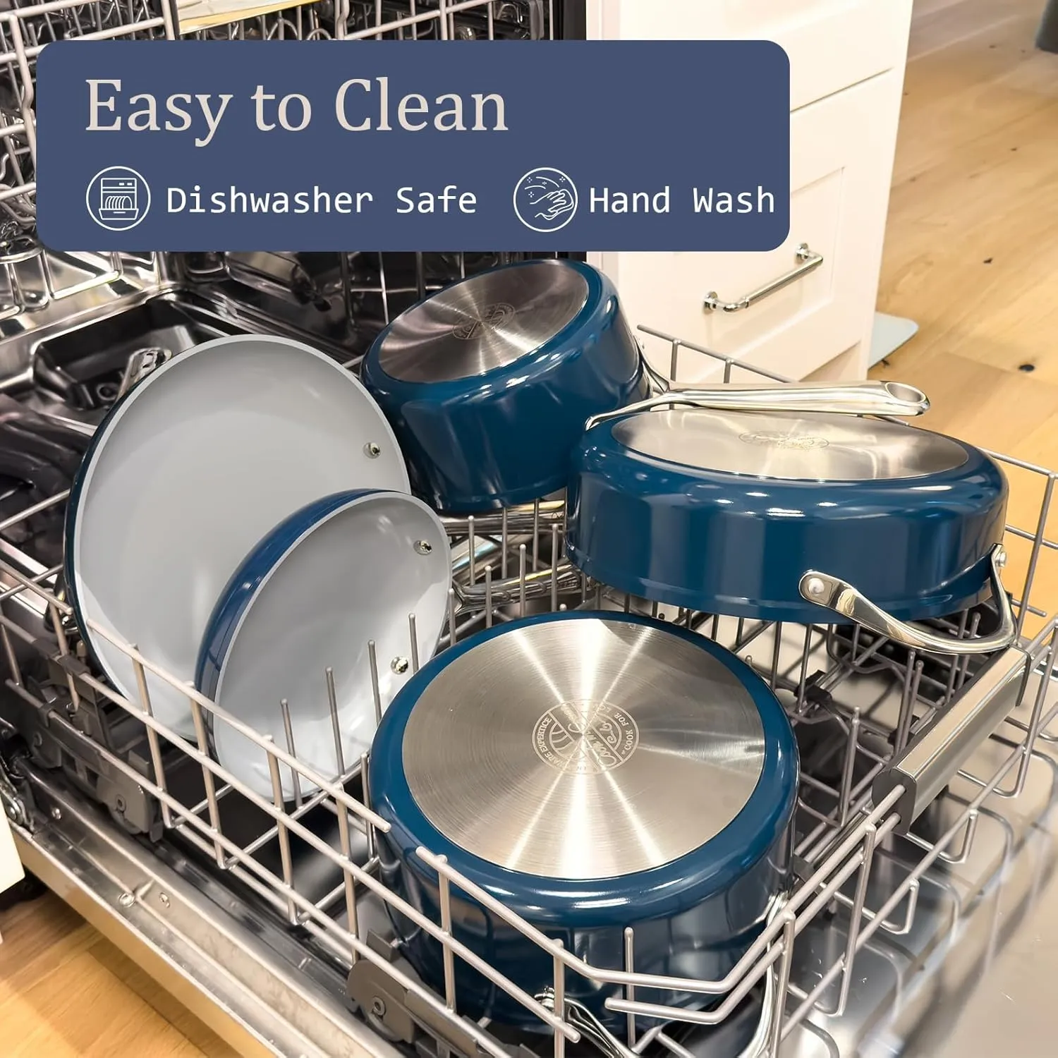 Ceramic Nonstick Pots and Pans Set Ceramic Cookware Set 8-Piece - Non-Toxic & PTFE/PFOA/PFAS Free, Induction Compatible, Oven & Dishwasher Safe to 500°F, Cream