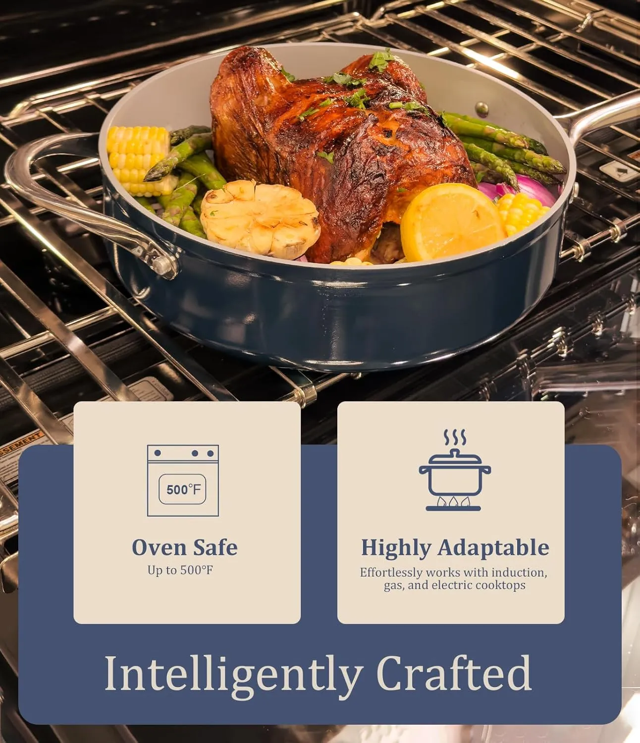 Ceramic Nonstick Pots and Pans Set Ceramic Cookware Set 8-Piece - Non-Toxic & PTFE/PFOA/PFAS Free, Induction Compatible, Oven & Dishwasher Safe to 500°F, Cream