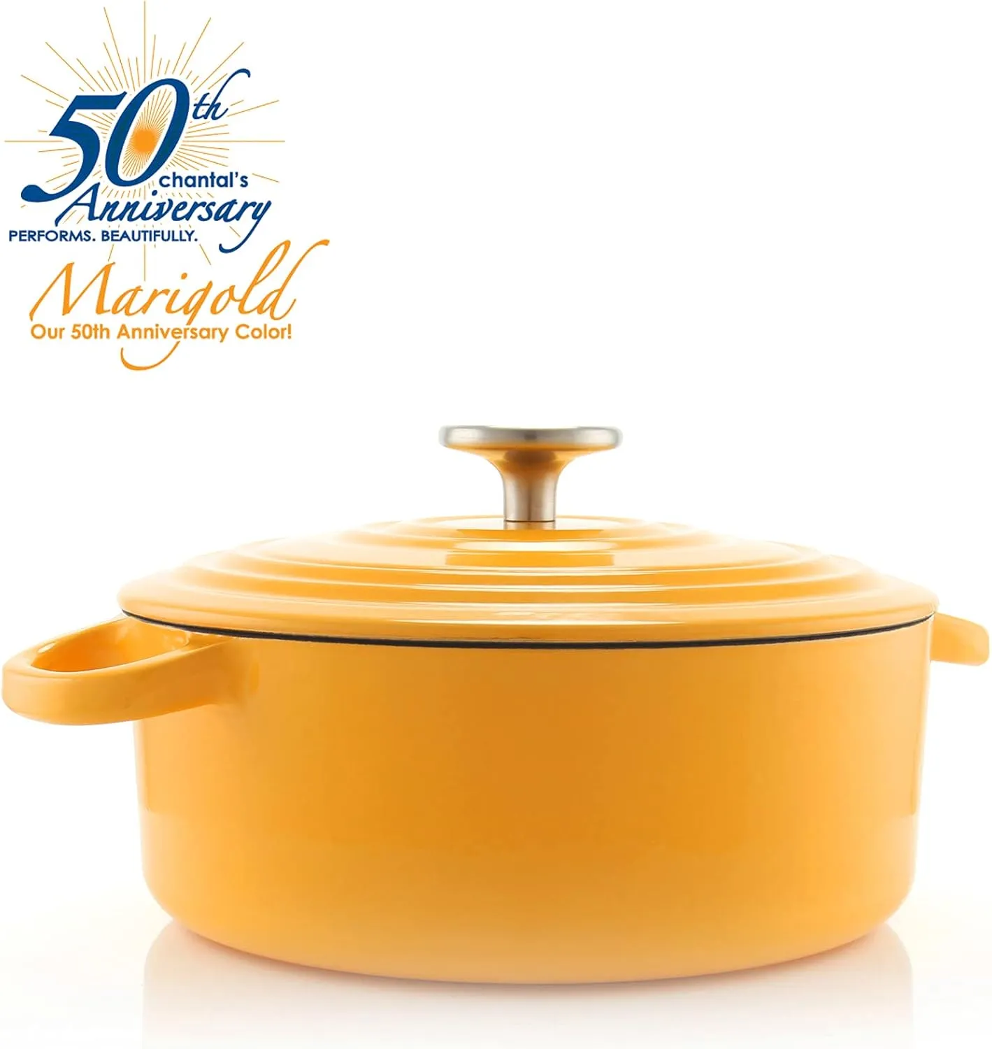 Chantal Cast Iron Dutch Oven, 3 qt, US Formulated Premium Enamel, Marigold