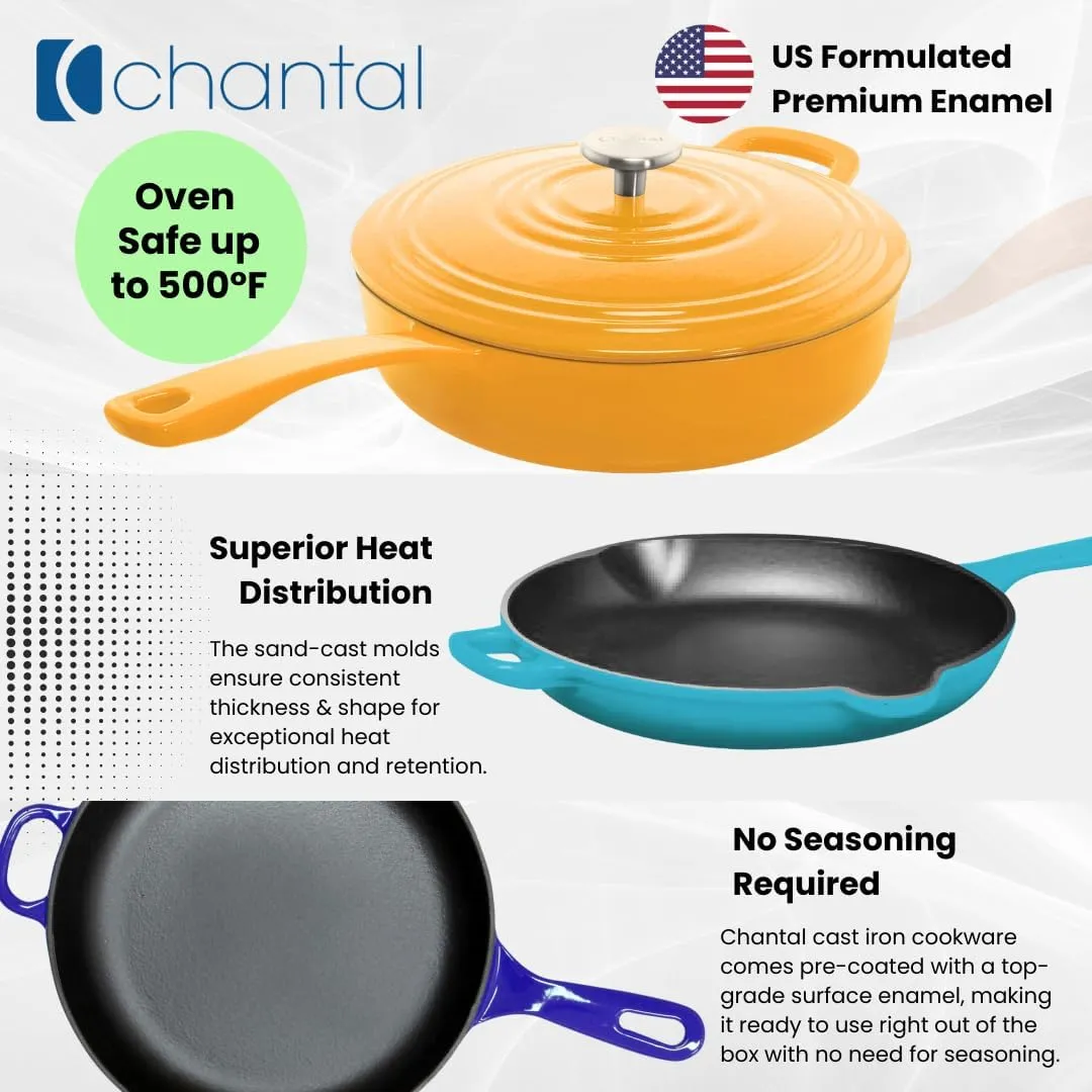 Chantal Cast Iron Dutch Oven, 3 qt, US Formulated Premium Enamel, Marigold