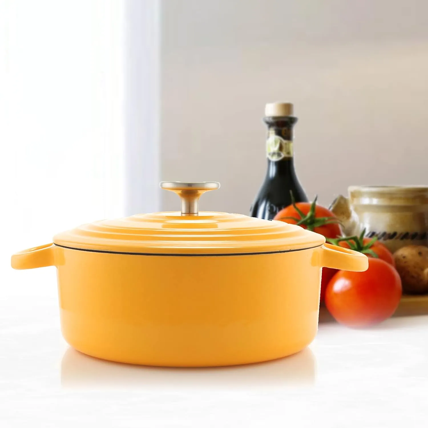 Chantal Cast Iron Dutch Oven, 3 qt, US Formulated Premium Enamel, Marigold