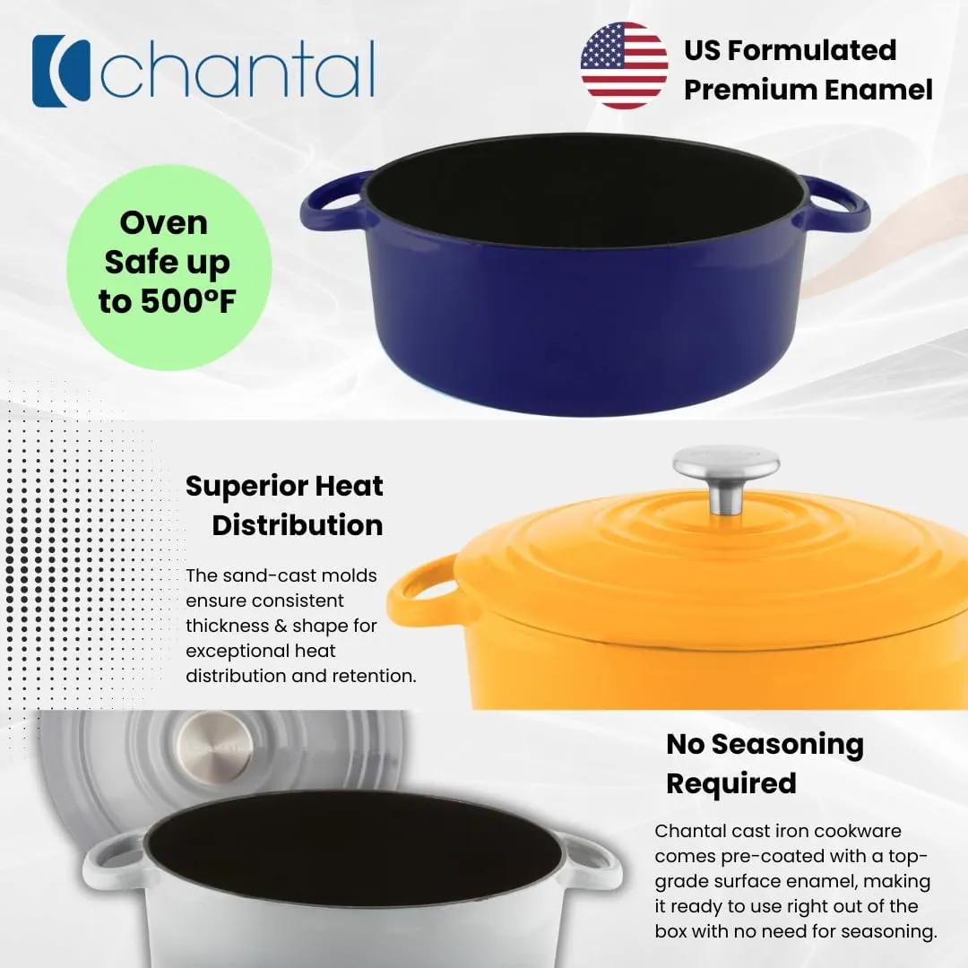 Chantal Cast Iron Dutch Oven, 3 qt, US Formulated Premium Enamel, Marigold