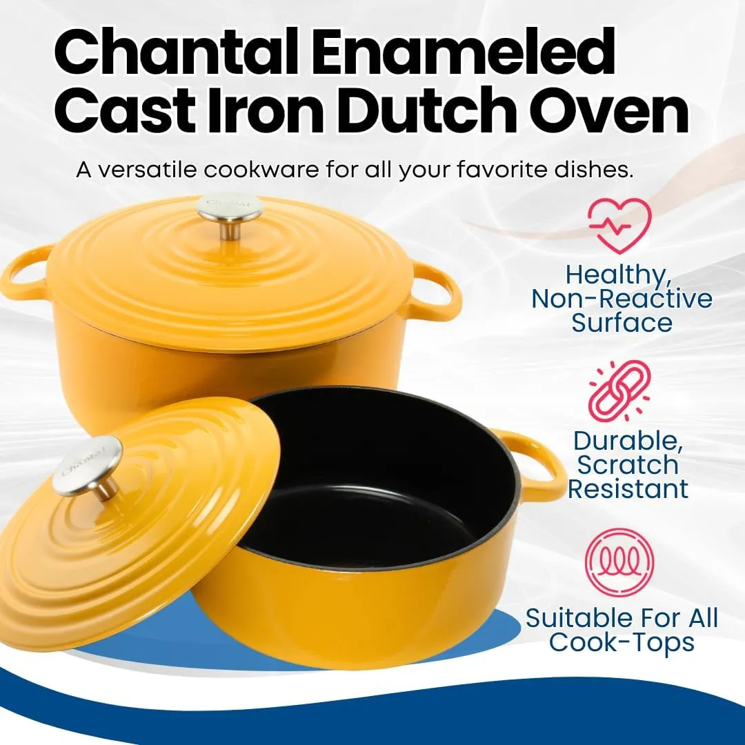 Chantal Cast Iron Dutch Oven, 3 qt, US Formulated Premium Enamel, Marigold
