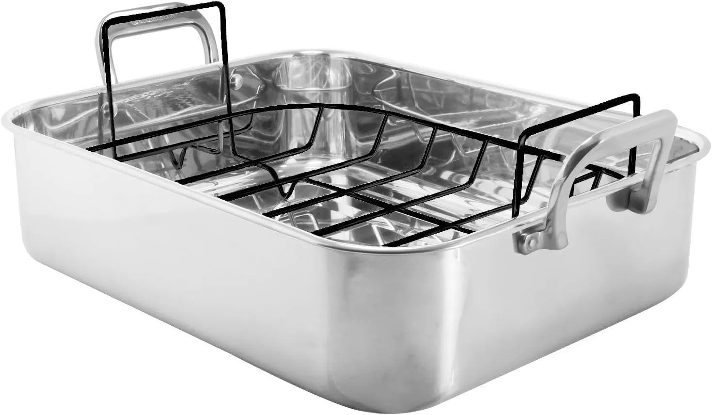 Chantal Stainless Steel Roasting Pan with Non Stick Roasting Rack, 15.5"x12.25"x4" (SL60-38RKC)