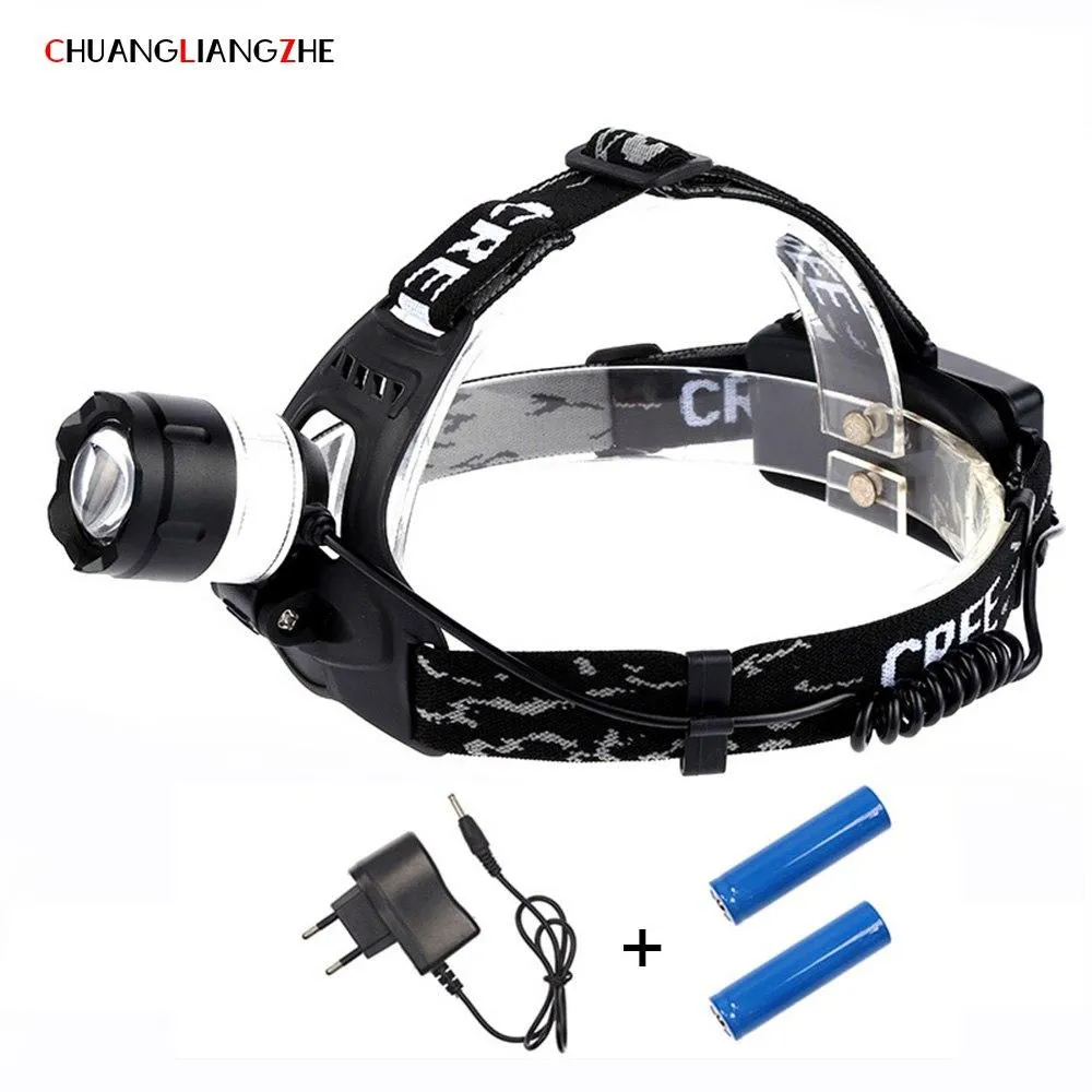 CHENGLIANGZHE LED T6 Headlight Zoom 18650 Battery Flashlight Outdoor Night Fishing Light Nights  Riding Light Mining Lamp
