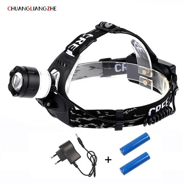 CHENGLIANGZHE LED T6 Headlight Zoom 18650 Battery Flashlight Outdoor Night Fishing Light Nights  Riding Light Mining Lamp