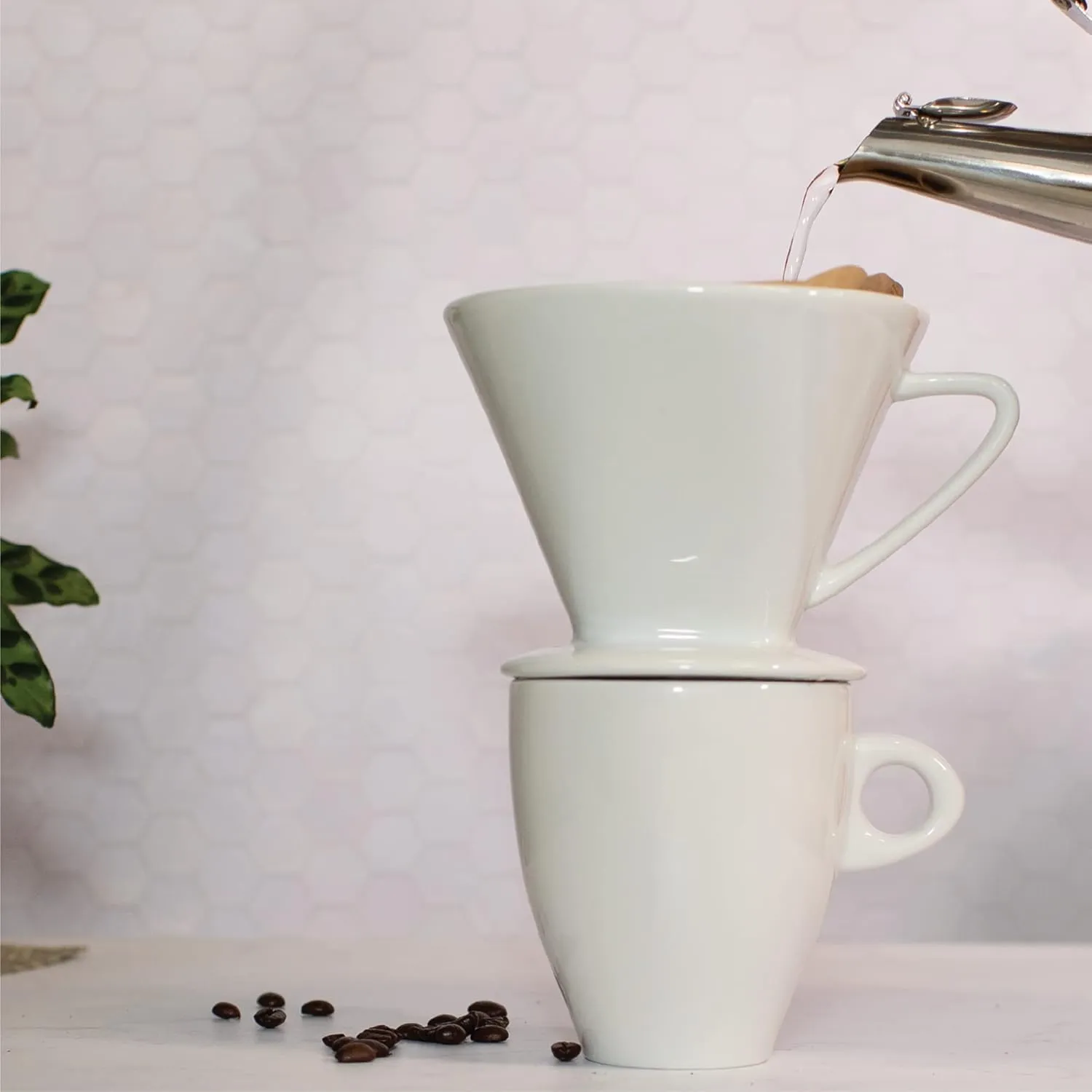 Cilio C104943 Porcelain Coffee Filter/Holder Pour-Over, 4/Medium, White