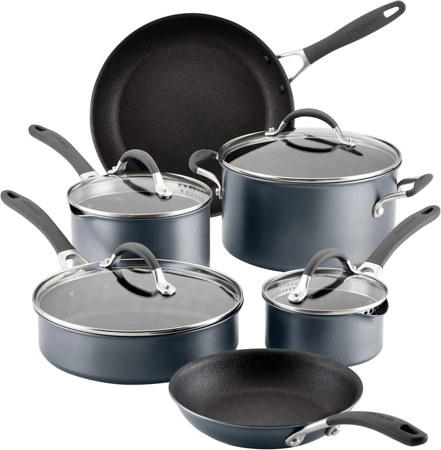 Circulon A1 Series with ScratchDefense Technology Nonstick Induction Cookware/Pots and Pans Set, 10 Piece - Graphite