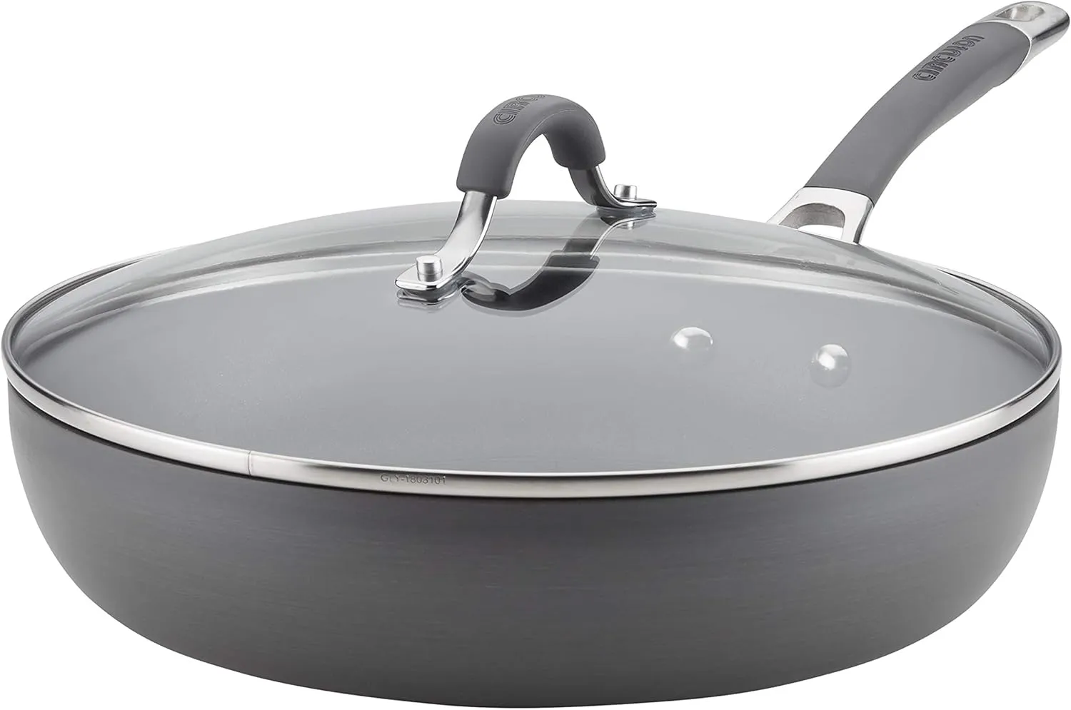 Circulon Radiance Deep Hard Anodized Nonstick Frying Pan - 12 Inch, Gray & Radiance Hard Anodized Nonstick Frying Pan Set/Fry Pan Set/Skillet Set - 8.5 Inch, 10 Inch, and 12.25 Inch, Gray
