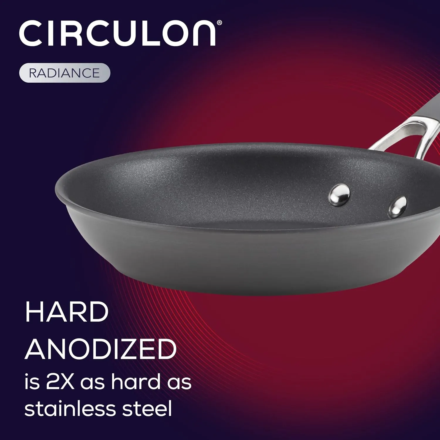 Circulon Radiance Deep Hard Anodized Nonstick Frying Pan - 12 Inch, Gray & Radiance Hard Anodized Nonstick Frying Pan Set/Fry Pan Set/Skillet Set - 8.5 Inch, 10 Inch, and 12.25 Inch, Gray